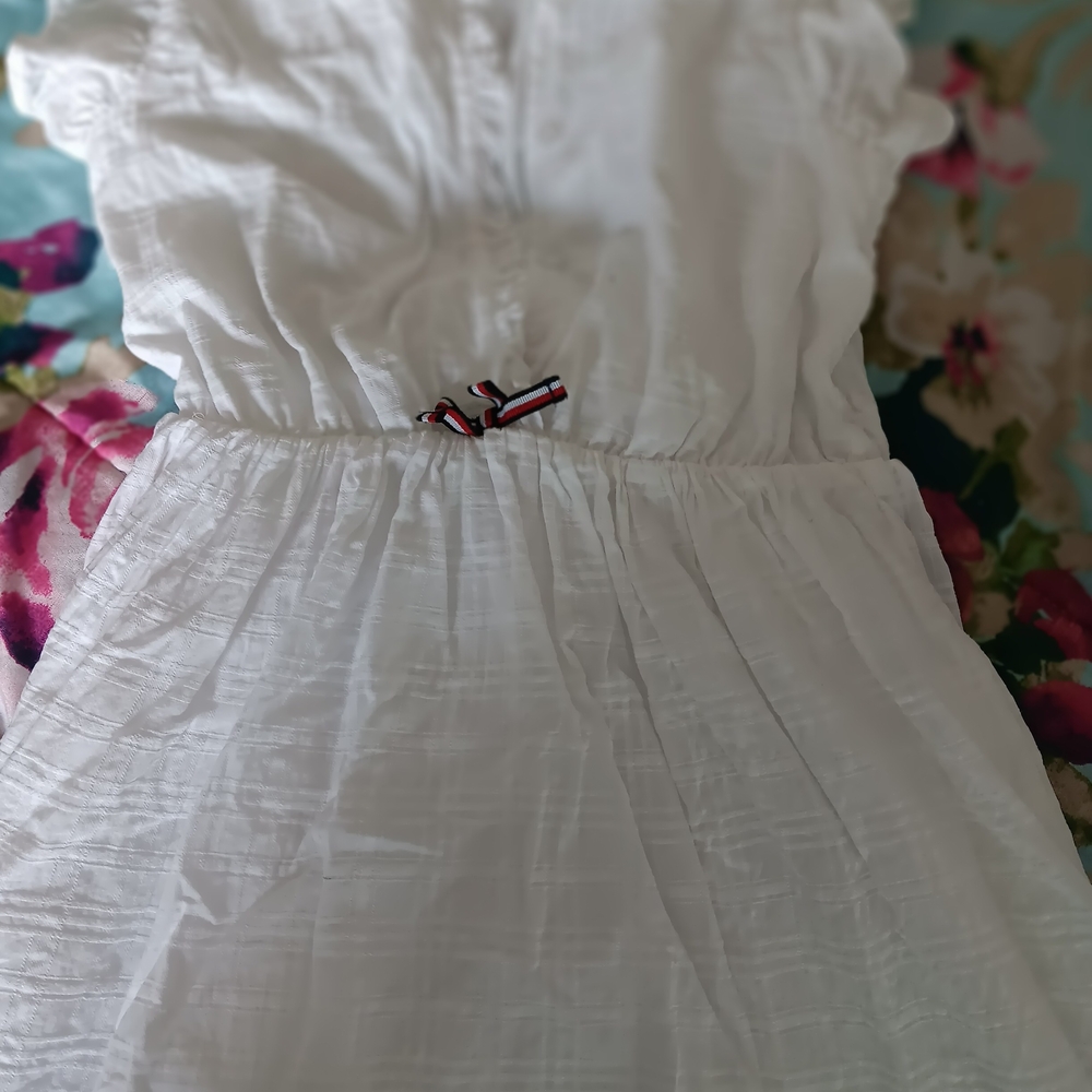 White Kids Dress with Bow Accent